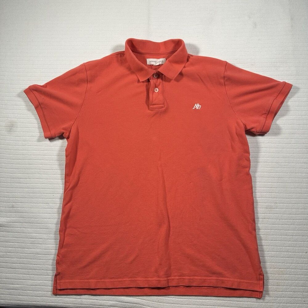 Aeropostale Men’s Large Polo Shirt Coral Pink Short Sleeve Casual Preppy A87